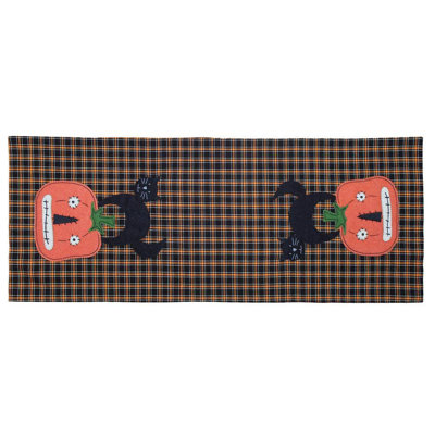 F Black Cat Pumpkin Table Runner
