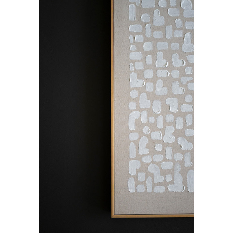  Art mural, peinture abstraite encadrée kaki et blanche