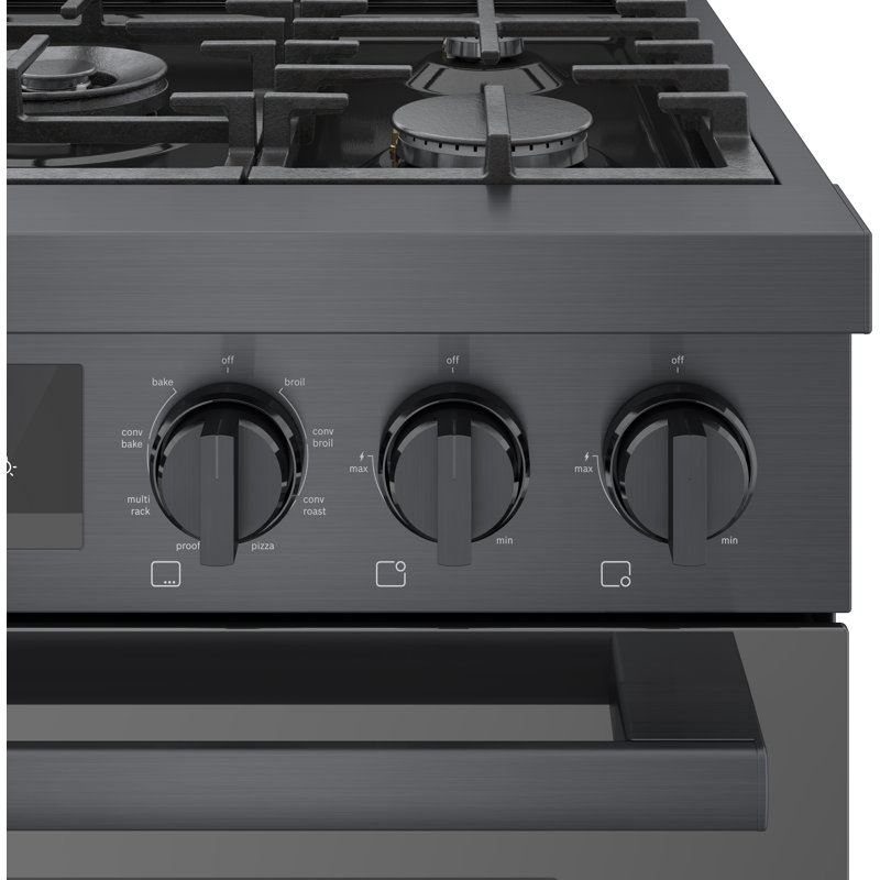 800 Series 30" 4 cu. ft. Freestanding Dual Fuel Range with True European Convection, Black
