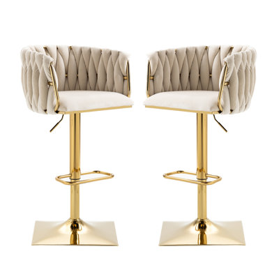 Heidel Swivel Upholstered Adjustable Height Counter Stool with Metal Frame