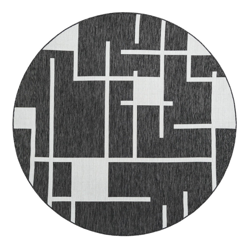 Tapis intérieur / extérieur d'extérieur moderne, Rond 7 pi 10 po