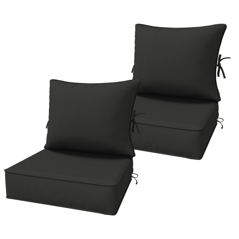 Ensemble de 6,5 po de coussins de remplacement pour l'extérieur, siège / dossier à assise profonde, l 24 po x P 24 po, ensemble de 2