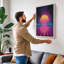 Neon Palm Horizon Retro 1 Piece Wrapped Canvas Wall Art-1457185237-1457185256