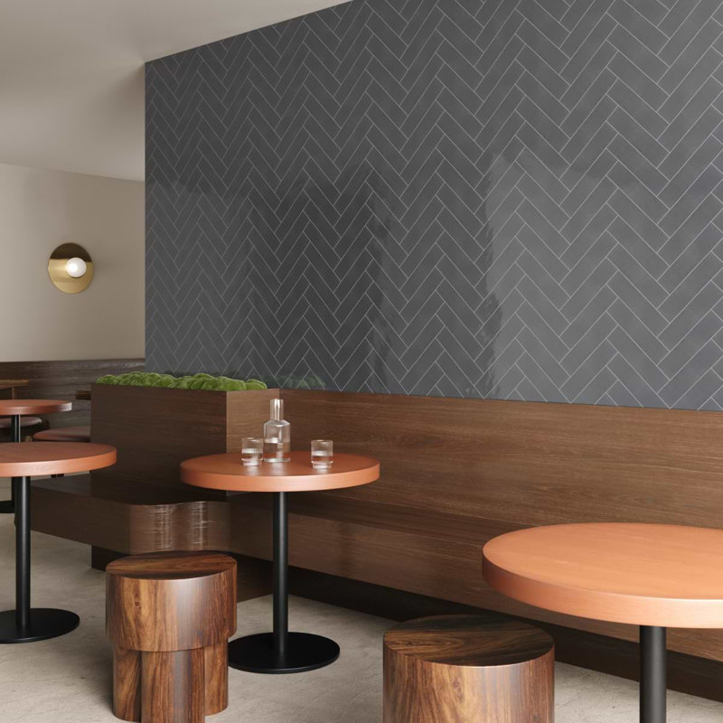 Manchester 3x12 Glossy Ceramic Subway Tile, Charcoal Gray