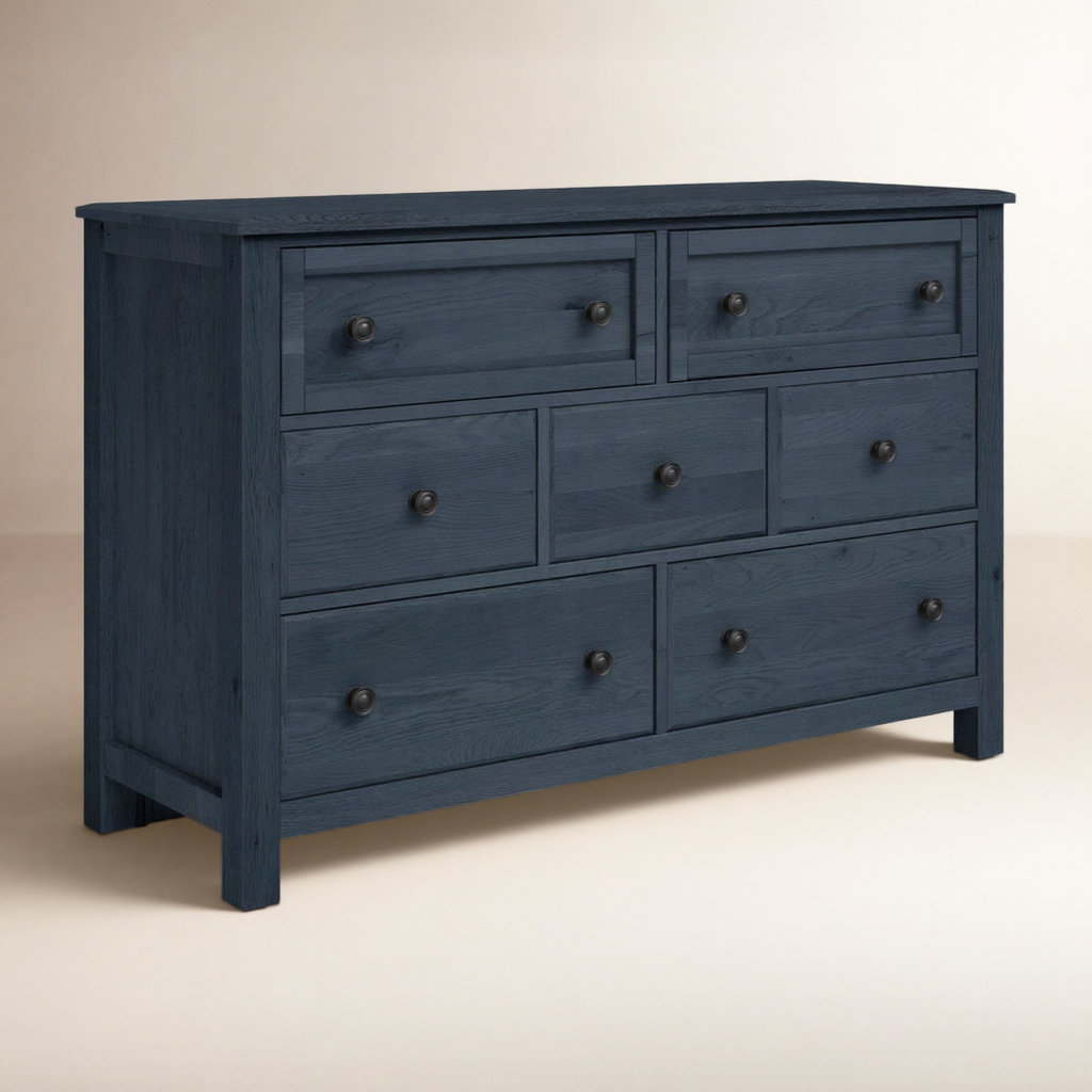 Lewin 60" Oak 7-Drawer Dresser, Indigo