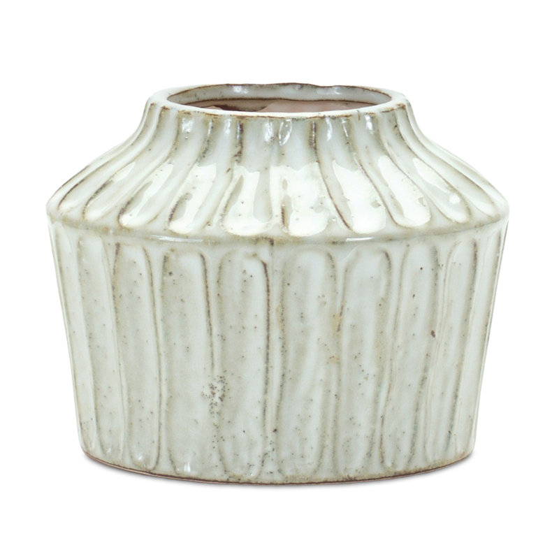 Rauscher Gray Terracotta Table Vase, 5.75" H x 6.5" W x 6.5" D