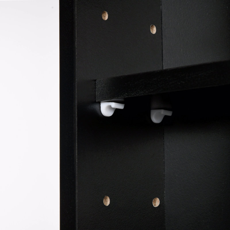Vitrine à 5 niveaux, vitrine en verre avec 2 portes et tablettes réglables, fixation murale, Noir