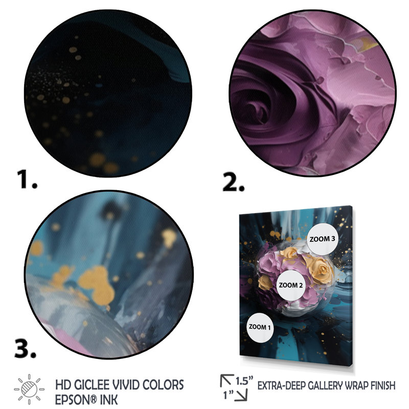 Aon - harmonies fluides mauves et bleues - impression, Cadre photo noir, H 44 po x l 34 po x P 1,5 po