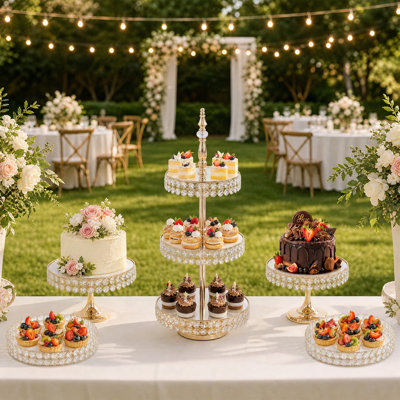 Cake Stand,5-Piece Gold Cake Stand Set – Round Trays  for Wedding Birthday Party