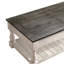 Table basse polyvalente à plateau relevable avec tablette fixe, 3 plateaux de rangement cachés, bois massif, gris antique et blanc vieilli, pour un plateau de table en bois épissé pour une maison paisible, espace de vie principal pratique