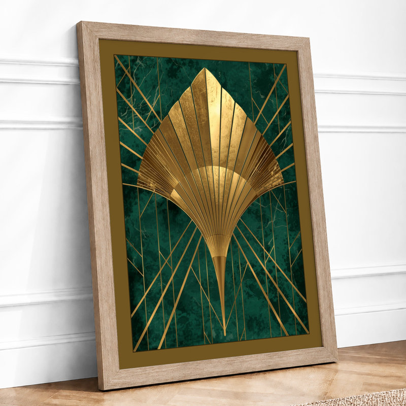 Golden Shell Art Deco - Framed Print, Oak, A4 - 29.7 x 21.0 cm