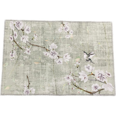 Blossom Fantasia Microfiber Rectangle Washable Rug
