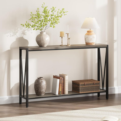43" Console Table, 2-Tier Industrial Narrow Entryway Table , Long Sofa Table