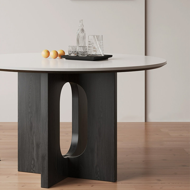 Table de salle à manger noire en pierre frittée, H 29,53 po x L 39,37 po x l 39,37 po, Noir