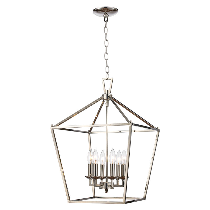 Lustre géométrique 8 lumières Hertford , H 29,5 po x l 19 po x P 19 po, Chrome poli