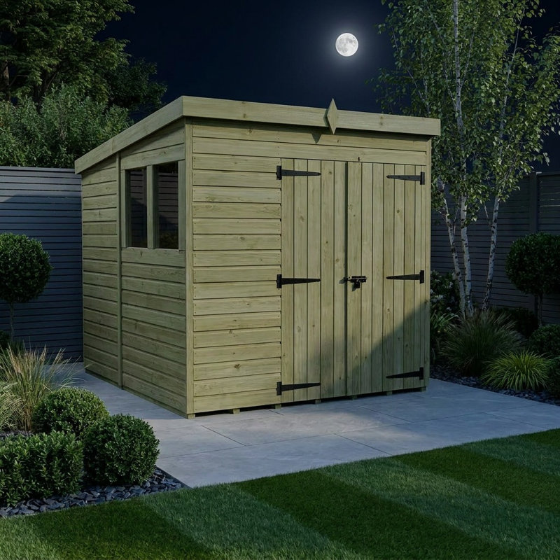 Total Sheds 6ft x 5ft Pent Garden Shed - Double Door - With Windows - Pressure Treated Timber - UK Manufactured