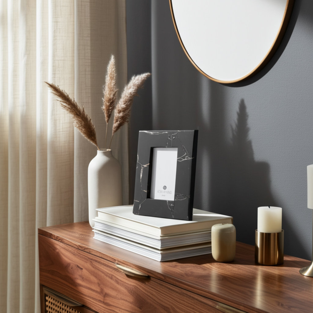 Edina Quartz Photo Frame, 4" x 6", Black