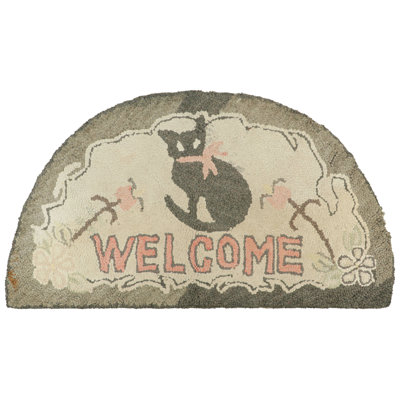 One-of-a-Kind 1'6x2'10 1920s Round Wool Area Rug