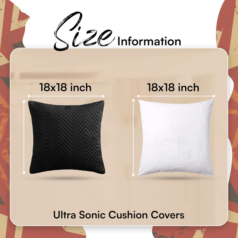 Ultra Soft Embossed Quilted Velvet Throw Cushion Covers for Sofa, Couch, & Bedroom Décor - Hidden Zipper, Machine Washable & Crushed Velvet