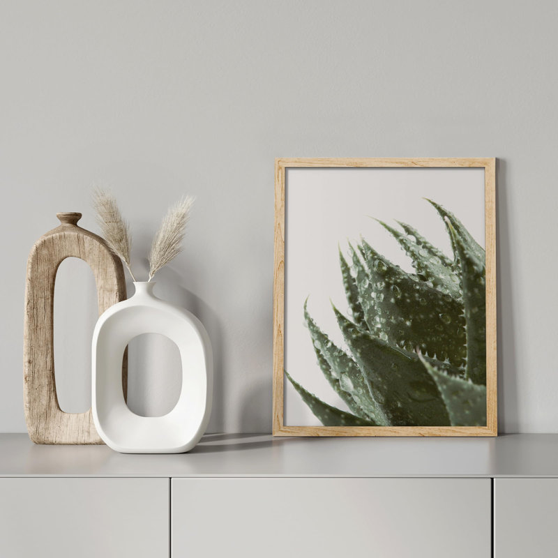 «Green Cactus Succulent Raindrop Water Droplet» sur papier, Naturel, H 10 po x l 8 po
