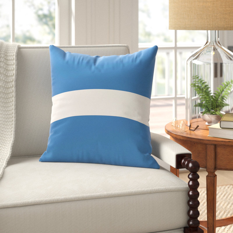 Outdoor Reversible Throw Pillow, Azure, 14" x 20