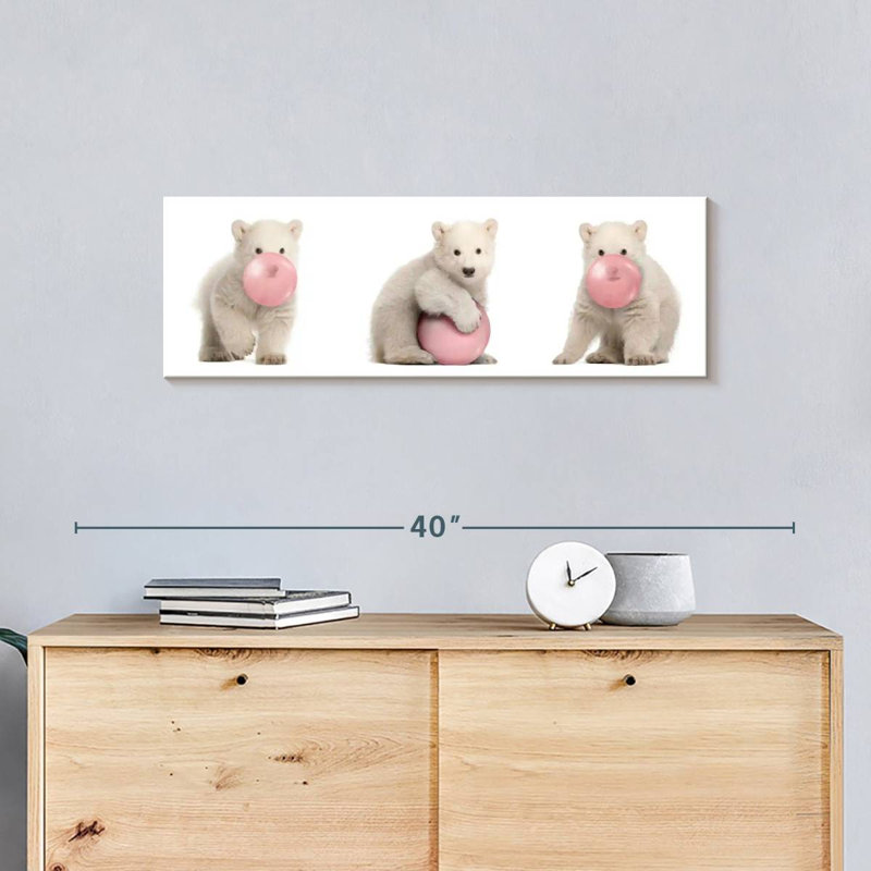 Bubble Gum, ours polaires sur toile, H 10 po x l 30 po x P 1,25 po