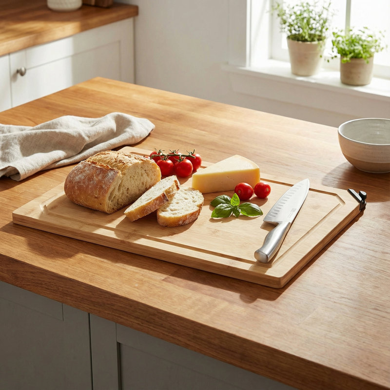 Planche à découper en bambou naturel avec affûteur Cortesi Home Nuri, 12 po x 18 po