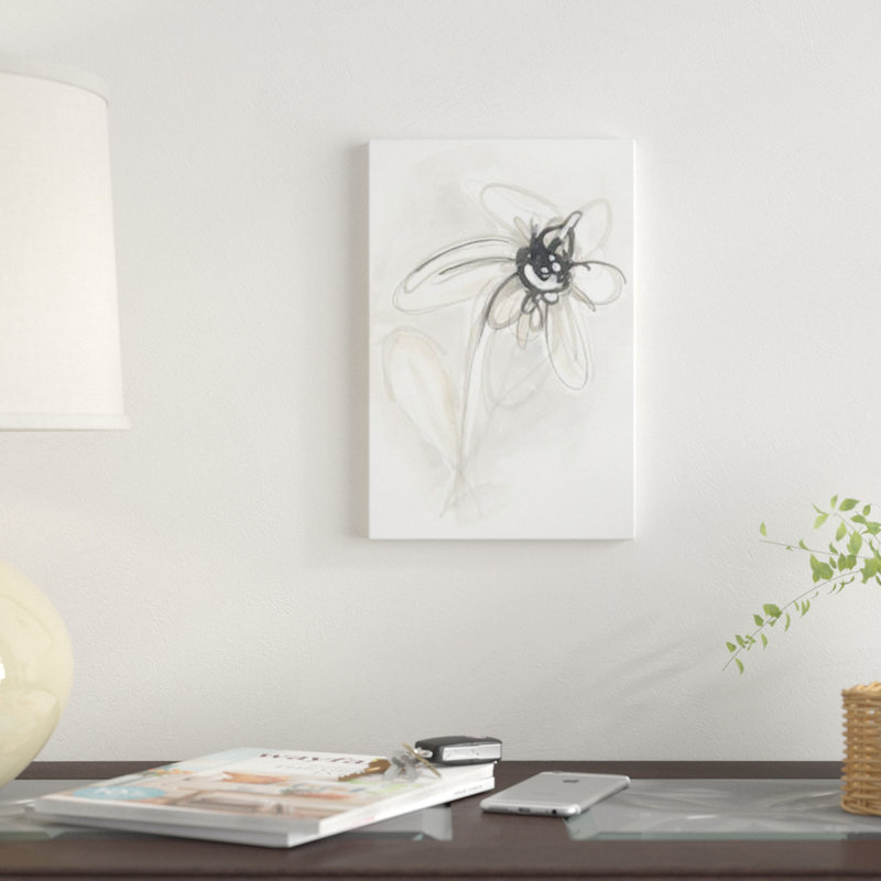 « neutral floral geste v », impression sur toile, H 18 po x l 12 po x P 1,5 po, Toile tendue, Pas de tapis