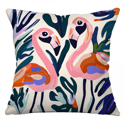 Flamingos Throw Pillow, Animals Cotton Twill Pillows