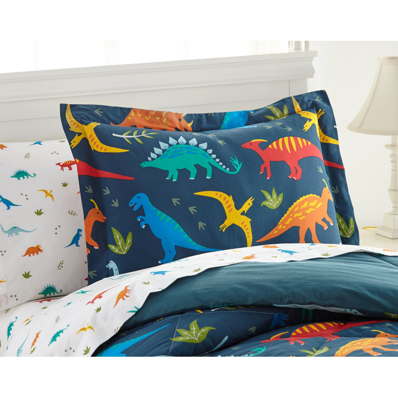 Jurassic Dinosaurs Blue Microfiber Twin Bedding Set