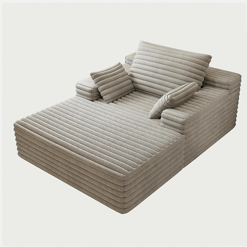 Chaise longue, méridienne surdimensionnée, canapé-lit rembourré, canapé-lit, chaises de lecture, canapés moelleux en fausse fourrure, canapés pour le salon, gris