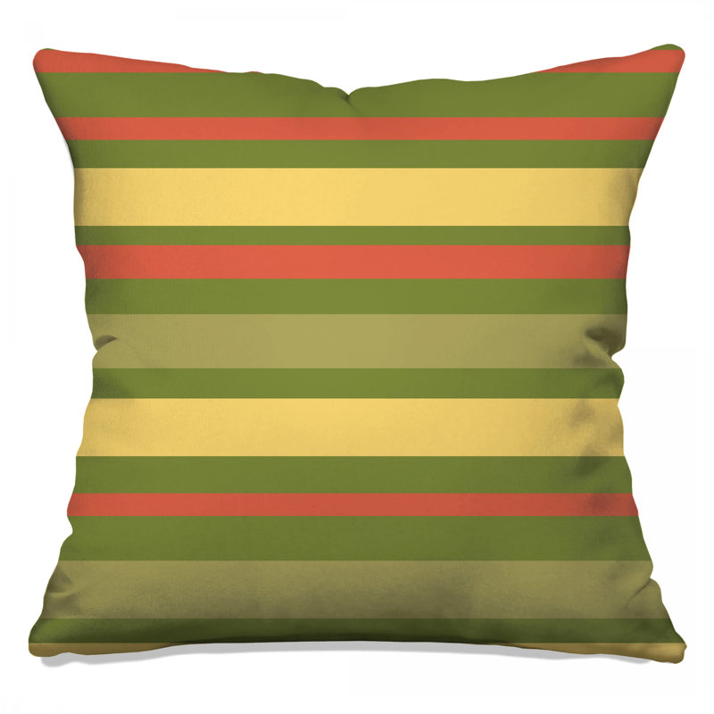 Coussins décoratifs à rayures jaunes et vertes, 14 X 14 pouces