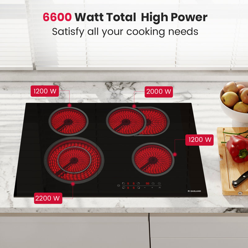 30 in. Radiant Electric Cooktop, Built-in Ceramic Glass Stove Top with 4 Elements