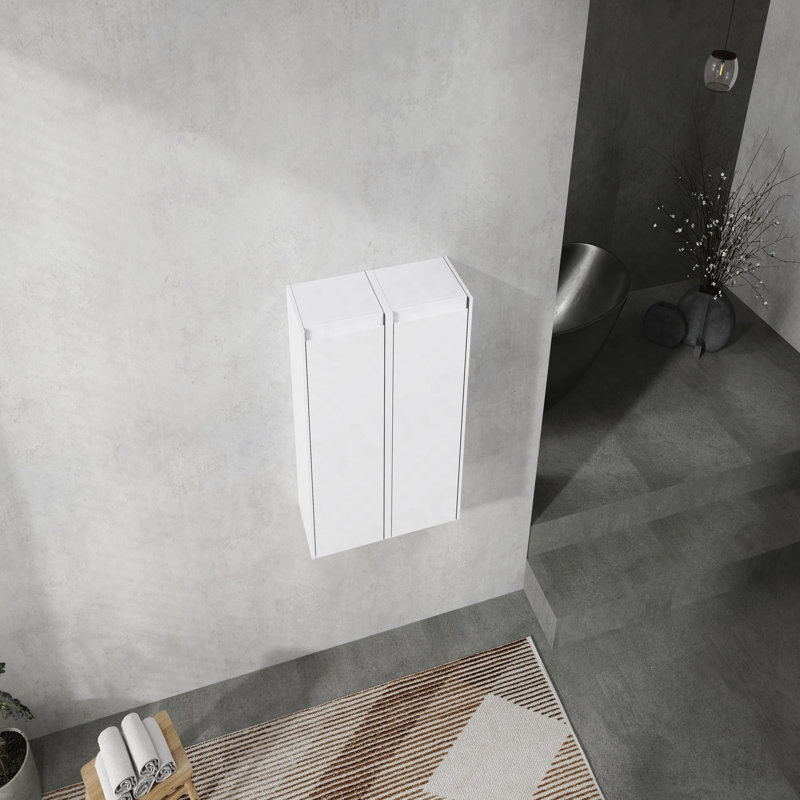 12" Bathroom Side Cabinet, 2-Soft Close Doors, Float Mounting Design, 12*2(Kd-Packing)