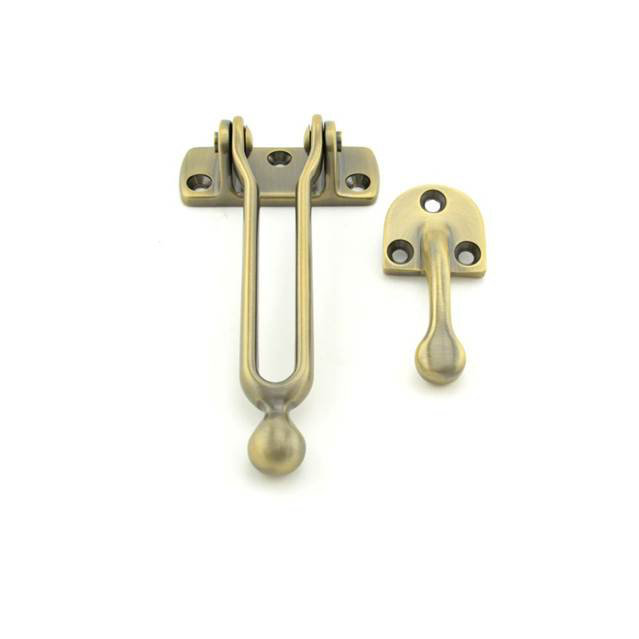 Security Door Guard, Satin Brass & Black