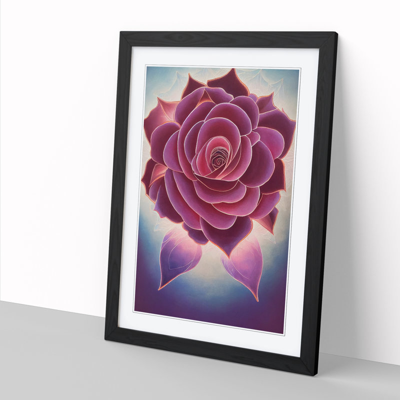 Rose Painting Mandala - Single Picture Frame Print, Black, 64cm H x 46cm W x 2cm D