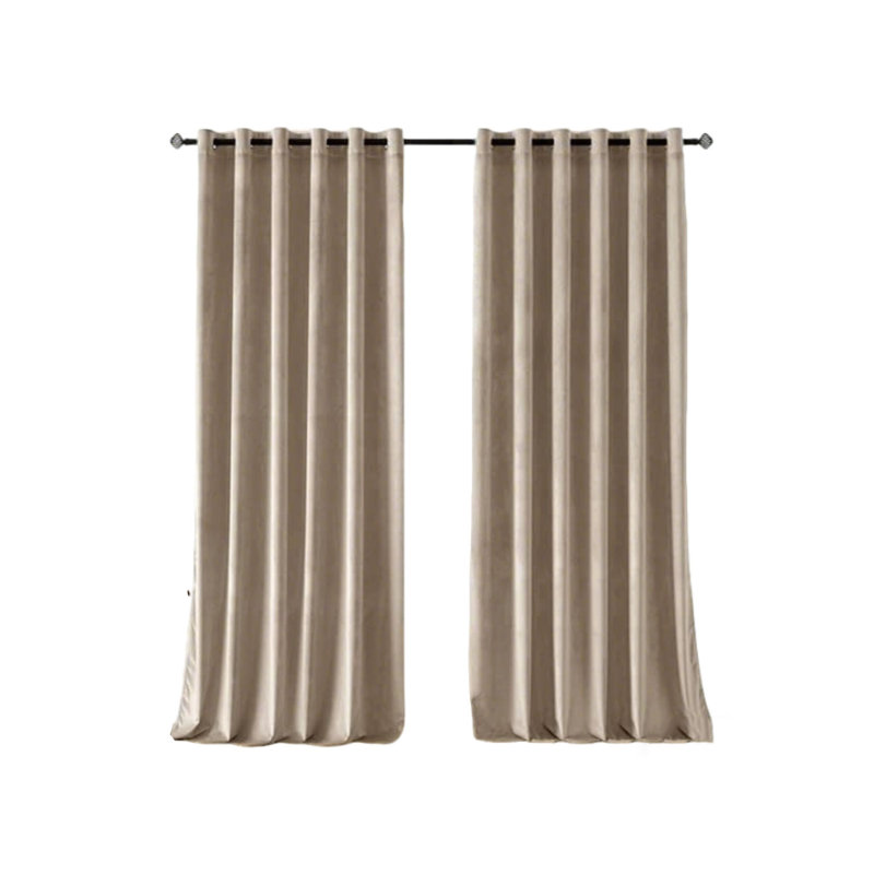 Velvet Room Darkening Curtain Panel Pair, 229cm Width x 229cm Drop, Beige