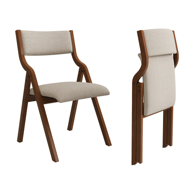 Chaise rembourrée pliante, Taupe / Noyer