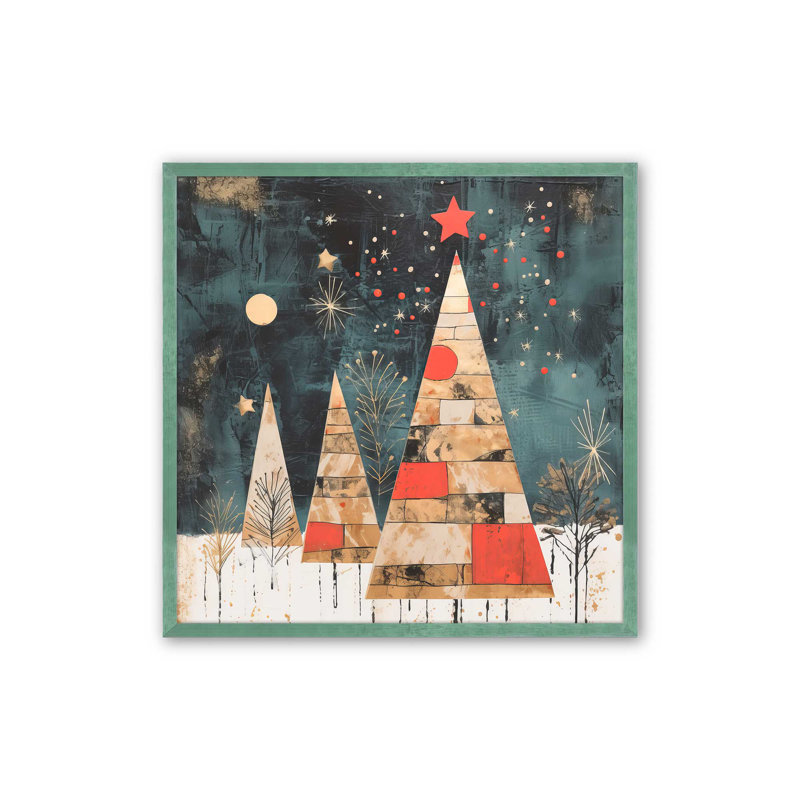 20 "x 20" Starry Night Christmas Tree III, Cadre simple Lemon Grass, bois massif, H 17,5 po x l 17,5 po