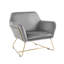 Chaise décorative moderne en velours gris, largeur 29,5 po, base en métal, chaise décorative avec pieds, largeur