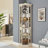 Lighted Corner Curio Cabinet - Display Case For Living Room, Antique Collectibles, Wine & Bar Glass Storage - Elegant Corner Design With Lights Included-1587699308