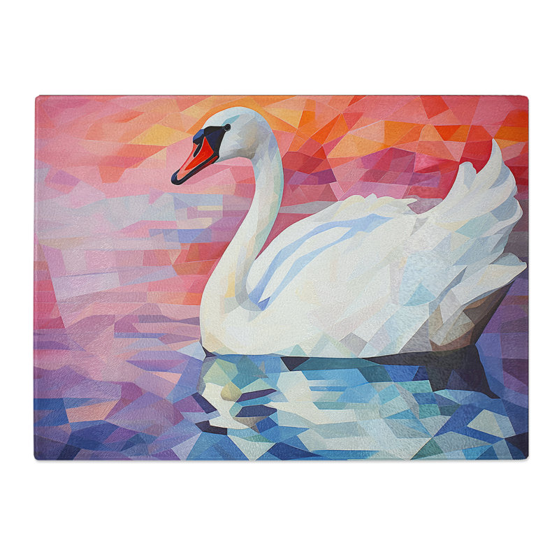 Swan Geometric  Glass Chopping Board