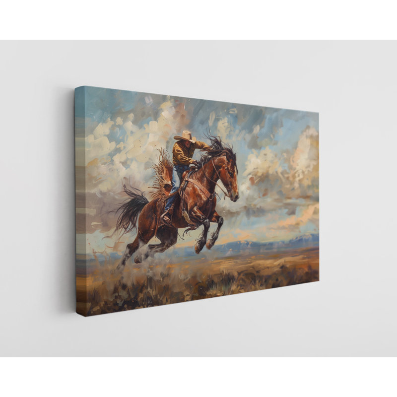 «Cowboy Riding a Horse», reproduction d'art sur toile murale moderne pour la maison et le bureau, reproduction de peinture