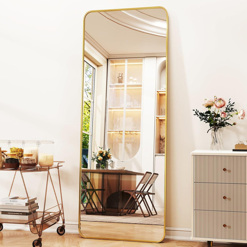 Full Length Mirror With Aluminum Alloy Frame, Shatter-Proof Glass, Wall Or Floor Standing Mirror For Bedroom, Bathroom, Living Room, Dressing Room, Gym
