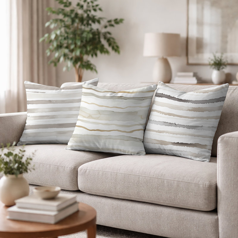 Coussin décoratif gris et blanc à motif de perles gris moderne, H 18 po x l 18 po