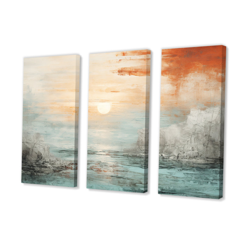 Ensemble de salon Bold Beach Sunset Scenery V - Coastal Sunset Wall Art, Toile tendue, H 28 po x l 36 po x P 1 po