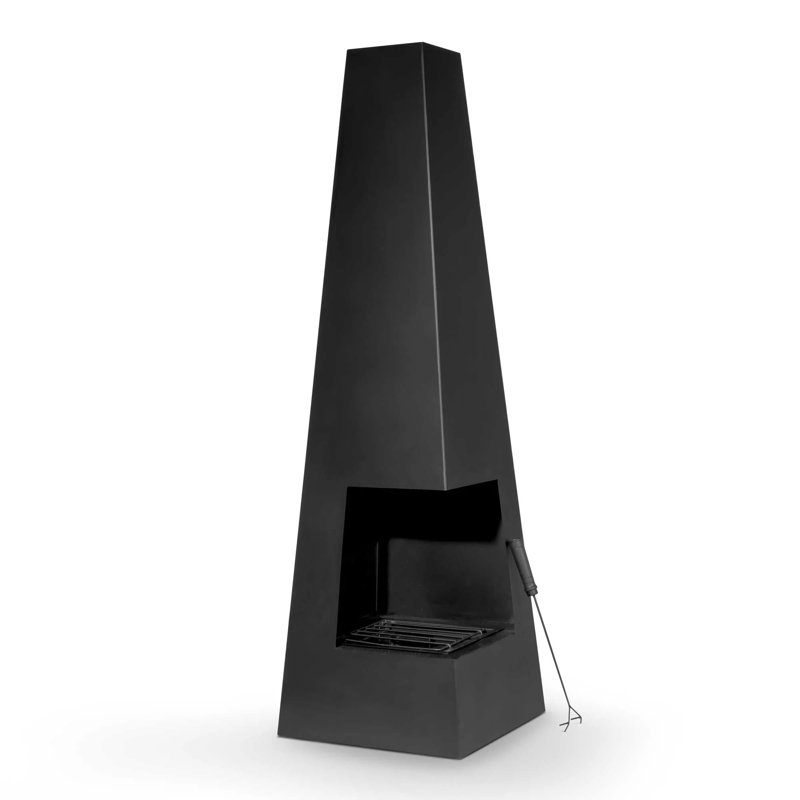 Waurika Triangle Wood Burning Smokeless Chimenea, Black