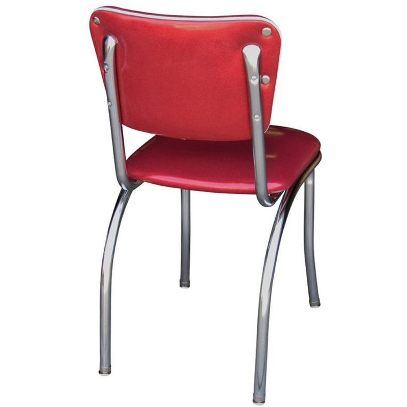 Retro Home Upholstered Tufted Back Dining Chair, Glitter Sparkle Red