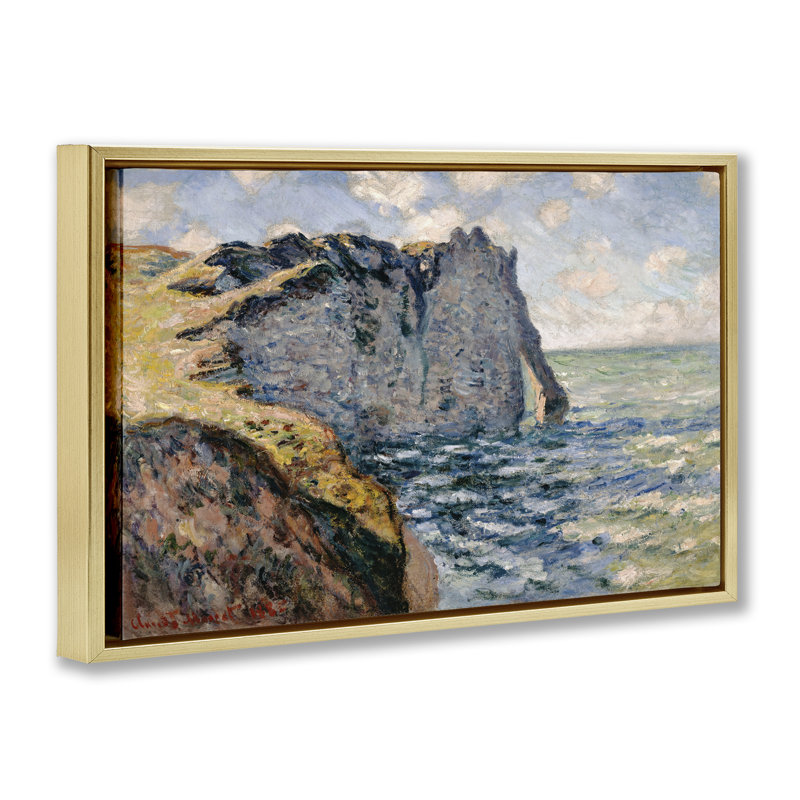 Toile flottante encadrée classique "Monet Cliff Of Aval" par one1000paintings, Cadre flottant métallique doré