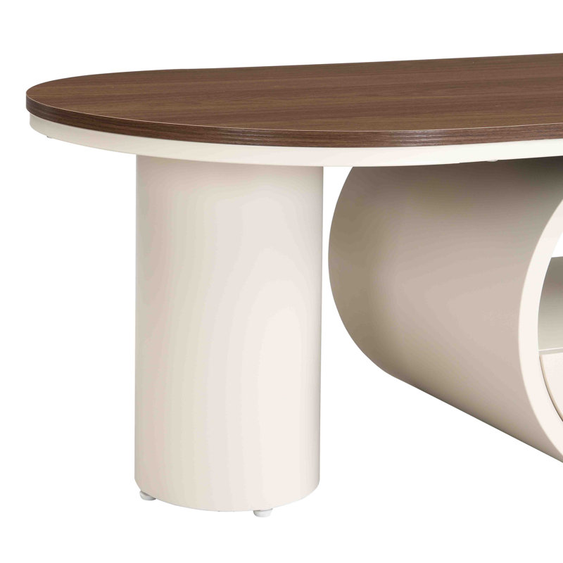 Table basse ovale de luxe industrielle, table basse de 47,24 po avec tiroir de rangement, centre de table en métal noir, Noir